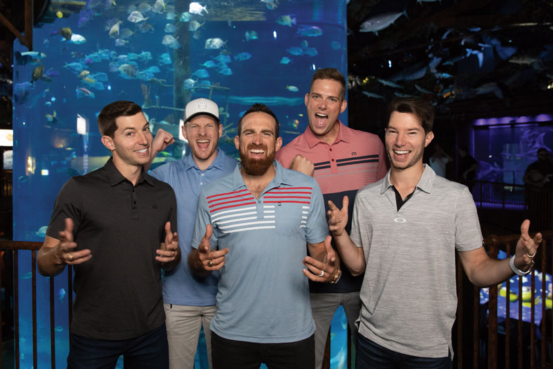 Dude Perfect poses for a photo at Wonders of Wildlife, the official home of National Hunting and Fishing Day.